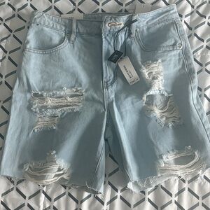 Rue 21 Light Blue Distressed Denim boyfriend  Shorts size 6